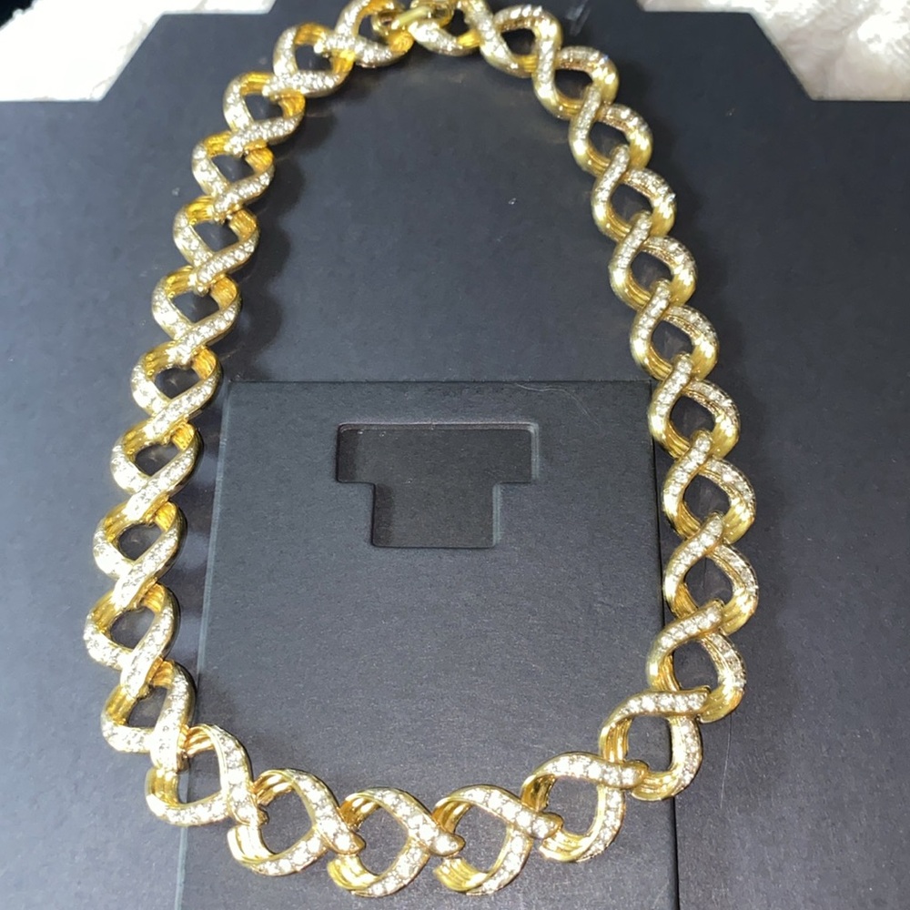 Napier Vintage 90's Chunky Rhinestone Collar Choker Necklace - Picture 2 of 7